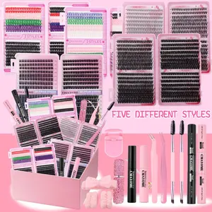 18PCS Faux Eyelash Set, Rhinestone Perfume Bottle, Mixed Length for Women and Girls, Soft and Dense D Curl Lashes, DIY False Eyelashes, DIY Lash Kit
