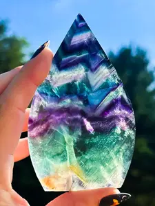 1PC Rare Gorgeous Rainbow & Fluorite Crystal Teardrops Crystal Specimen, Multicolour Rainbow Fluorite Flame, Creative Gifts and Specialty Jewelry Accessories, Perfect Home Collection Art Decoration, Unique Holiday Gift, Ideal Gift for Crystal Collectors.