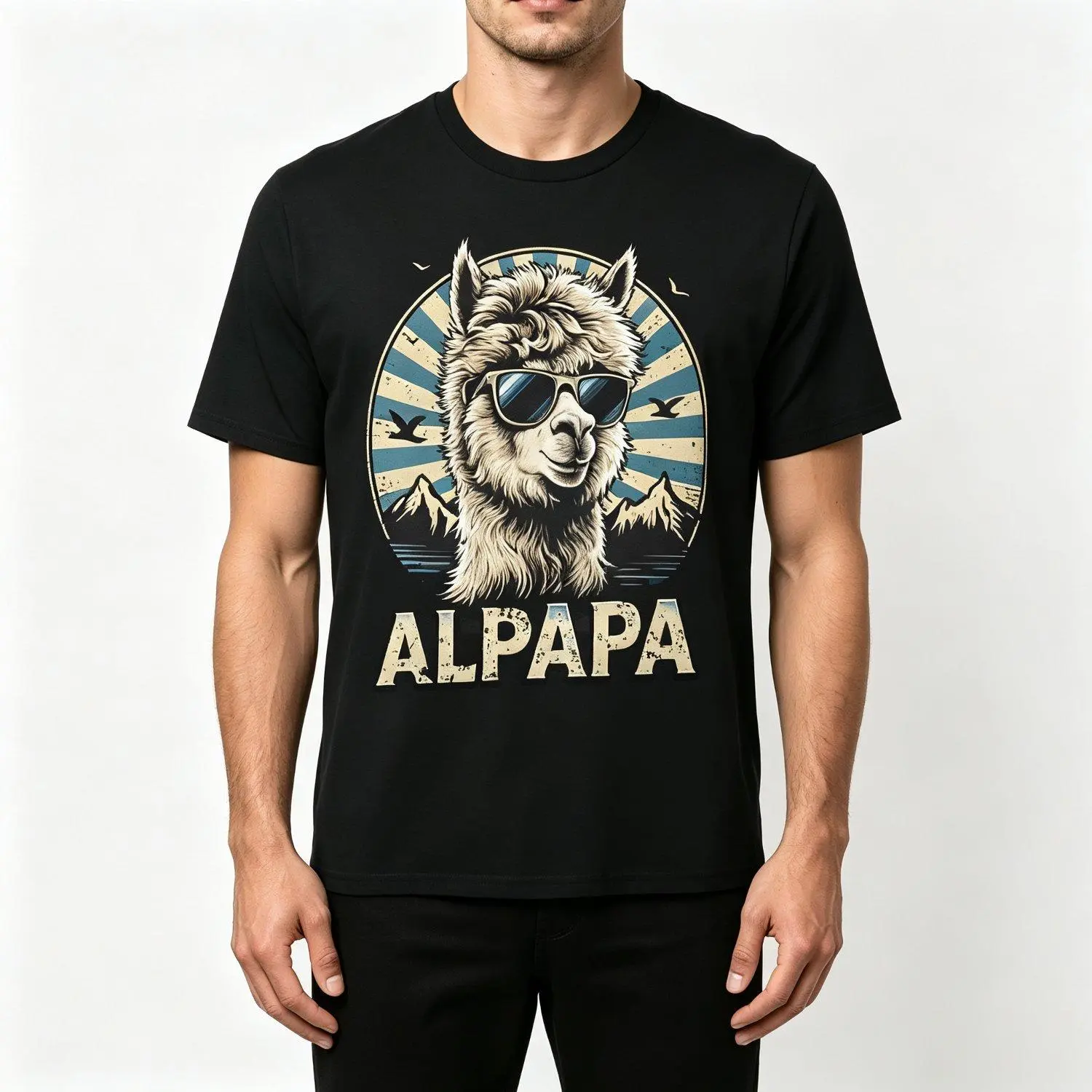 Men Short sleeve T shirts Alpaca And Glasses Pattern Lightweight All Season Ideal for Casual Outdoor and Daily Outfits Machine Washable Round Neck Top men's t shirts graphic shirts graphic shirts short sleeve humor graphic tee cotton graphic tees trendy t