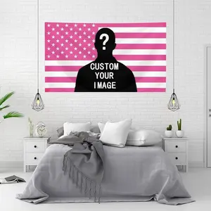Custom Pink America Flag Personalized Design Your Image Funny Tapestry Wall Handing Music Tapestry for Bedroom fathersdaygifts Decoration Items Decorations Supplies Decorating Hanging