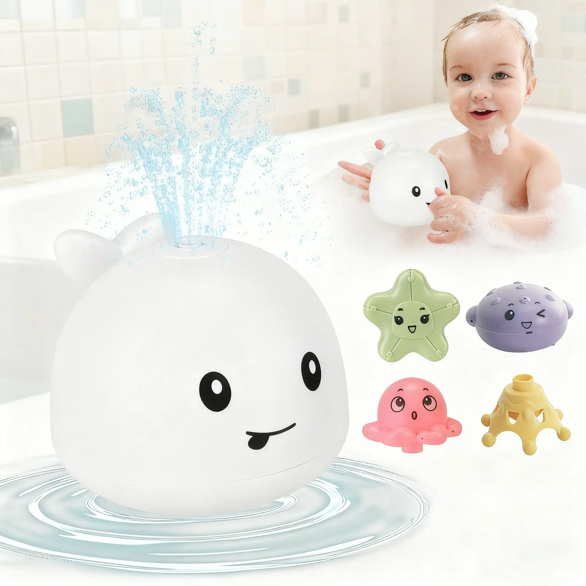 Whale Water Spray Toy, Multicolor Design Water Play Fountain Toy - Light Up Musical Baby Bath Toys for Kids Toddlers Ages 1-3, Christmas Birthday Gifts For Baby Toddler Kid Boys Girls Bath Toy