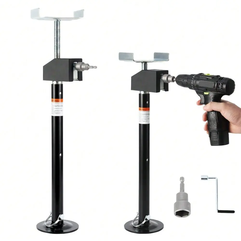 Garvee 2 RV Slide Out Support Jacks - 5000 Lb Capacity Alloy Steel Camping Stabilizers, 21"-34" Adjustable Height, 1 Crank Handle & Magnetic Hex Socket for Easy Operation, Universal Fit for Trailer, Prevents Slide-Out Wobble & Most Motorhomes