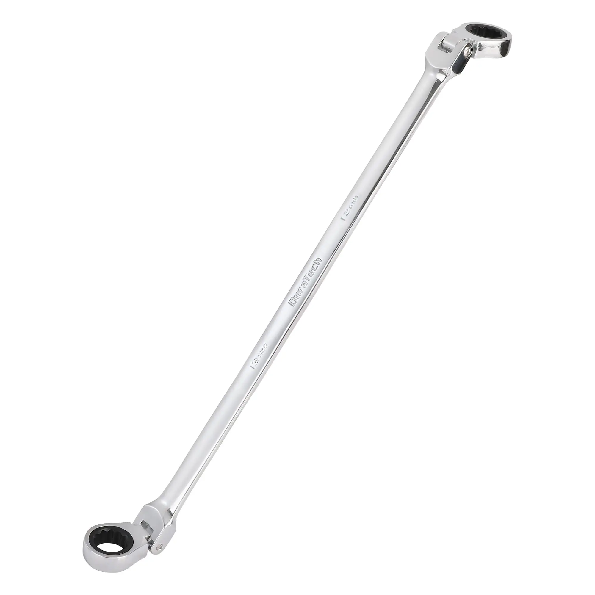 DURATECH 12 * 13 mm Extra Long Flex-Head Ratcheting Wrench, Metric, CR-V Steel