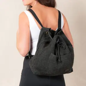 Cailey Jute Adjustable Drawstring Closure Backpack Purse