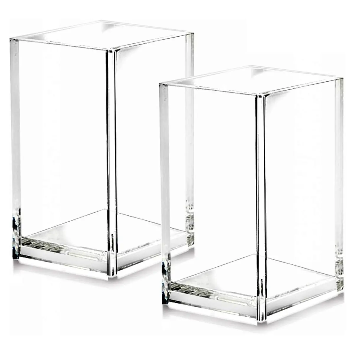 2 Pack Clear Acrylic Pen Holder – Desk Organizer for Office, School & Home
