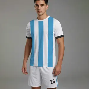 classic men's football sportswear set, featuring a comfortable and breathable short-sleeved sports top. Suitable for outdoor sports and competitions, casual gatherings, and as a gift.
