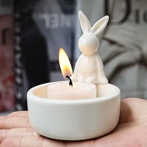 Easter Ceramic Art Deco Tabletop Candle Holder, Spring Easter Ceramic Craft, Perfect for Easter Holiday Decorations