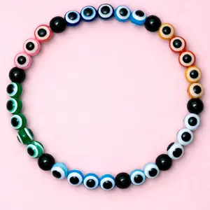 Agate & Multi-Color Evil Eye Protection Bracelet 6mm