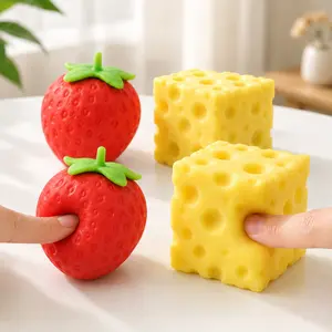 4-Pack Strawberry & Cheese Squishy Toy Bundle