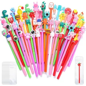 140 count Cute Pens Set - 70 Fun Character Pens Bulk with 70 Pen Bags,  & Cartoon Gel Pen for , Office, Birthday & Christmas Gifts, Party Favors (Colorful)