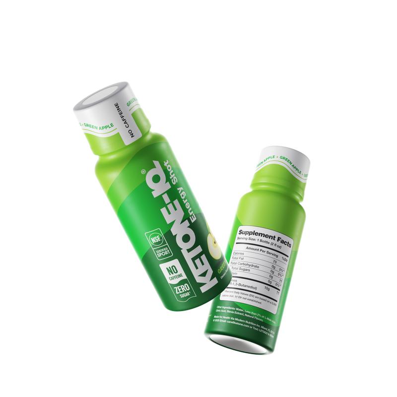 Ketone-IQ No Caffeine Energy Shot | Green Apple Sport Drink