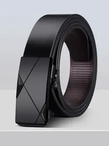Men's Classic Leather Automatic Buckle Belt, Premium Belts, Adjustable Buckle, Fashion Business Casual Design, Perfect for Suits and Jeans