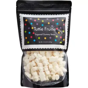 White Gummy Bears Sugared, 1.3 Pound Resealable Bag, White Candy, Tutti Fruitti Flavored, The Hampton Popcorn & Candy Company