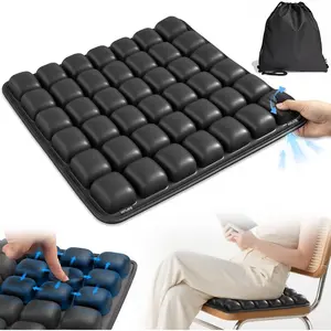 Upgrade Sondor Travel Cushion with No External Air Pump, I Airplane Seat Cushion for Long Flights, Portable Wheelchair Cushions, Adjustable Air Cushion with Non-Skid Bottom Relief Discomfort in Coccyx