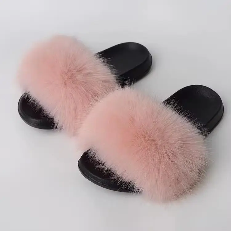 Women's Ankle-Height Anti-Slip Grip Fox Fur Plush Slippers - Comfortable Footwear for Summer, Autumn Indoor & Outdoor Use Shoe Girl