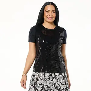 G by Giuliana EcoLuxe Sequin Knit Short Sleeve Tee