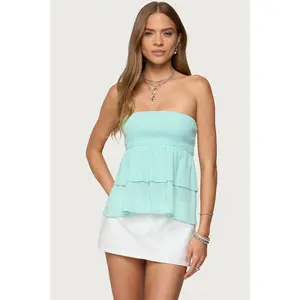Harleigh Ruffled Linen Look Tube Top