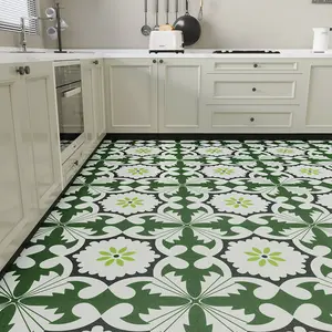 Jeedeson 120″ x 24″ Green and White Self-Adhesive Floor Vinyl Roll Durable and Removable for Home Decor