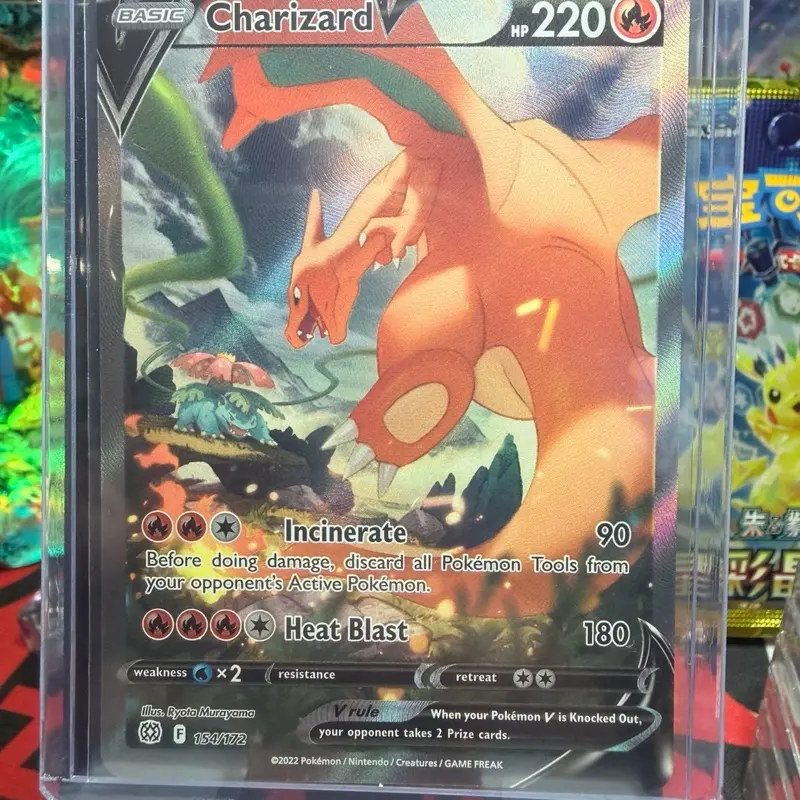 Charizard V (Alternate Full Art) Official TCG Collectible Raw Card - SWSH09: Brilliant Stars 154/172, Near Mint Condition, Compatible with Non-Sports Trading Card