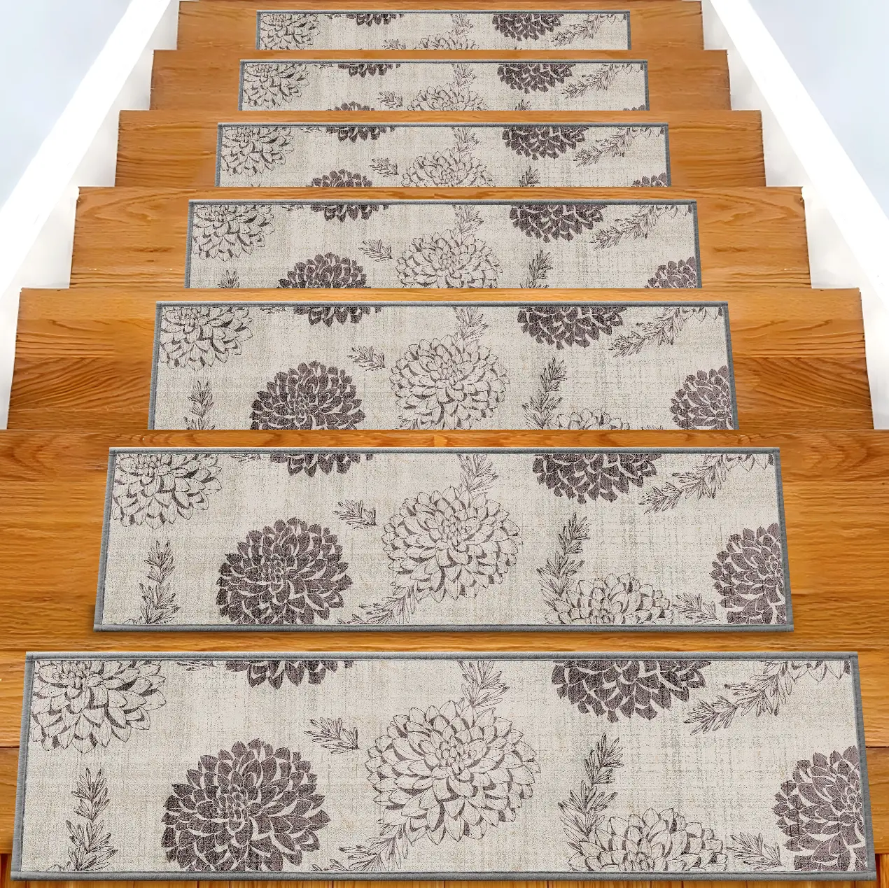 GTUUN 15PCS Non-Slip Stair Treads 8"x30" Peel & Stick Self Adhesive Stair Runner, Washable Reusable Safety Stair Mats for Wooden Steps, Anti Slip Stair Pads for Kids Elders Dogs Pet Friendly casual home decor abstract geometric pattern floor mat