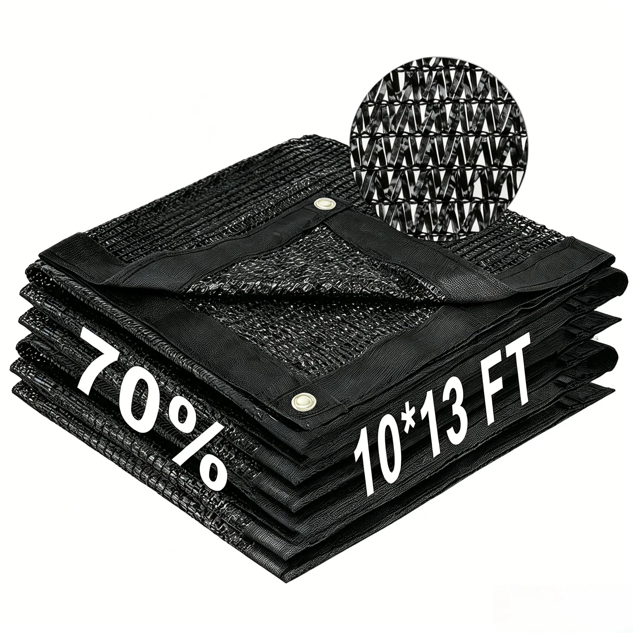 10x13FT 70% Black Sun Shade Net with Grommets Sunblock Mesh Net for Garden,Plants Cover,Flower,Greenhouse and Patio,Summer Essentials,Outdoor Supplies