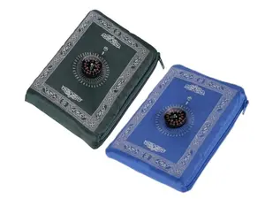 Islamic Prayer Rugs with Zipper and compass - Pocket Prayer Mats for Home Decor - Religious, travel