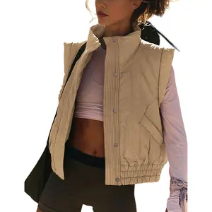 UANEO Womens Crop Vest Cropped Puffer Vest Quilted Lightweight Padded Gilet with Pockets #TikTokShopBlackFriday