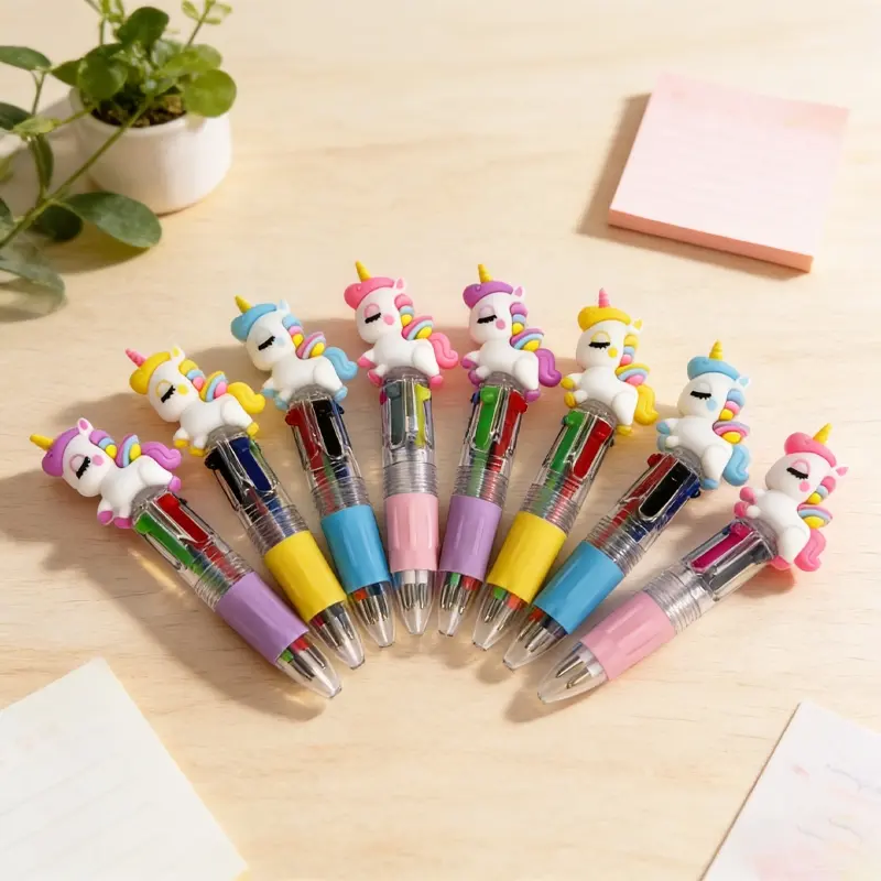 15/25pcs Creative, Cute, Cartoon Unicorn - themed Retractable Ballpoint Pen. School - designed Unicorn - series Press - type Four - color Gel Pen. Colors are Random.