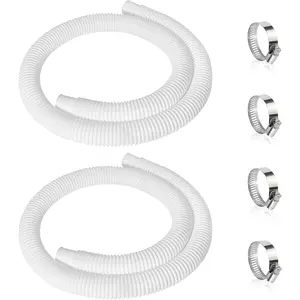 2 Pcs 1.25" 59" Long Pool Pump Replacement Hoses Compatible with All Above Ground Pool Filter Pumps that Use 1 1/4 Diameter Hoses