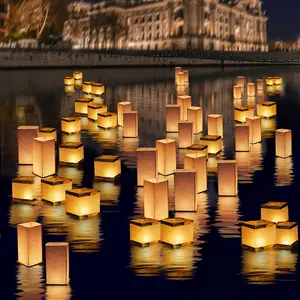 Square Rectangle Floating Candles Lantern Sets 6Pack Waterproof Floating Lanterns for Pool River Memorials Wedding Bar Parties Outdoor Decoration