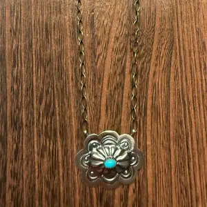 SS KINGMAN TURQUOISE NECKLACE Concho Navajo handmade Lavina Benally