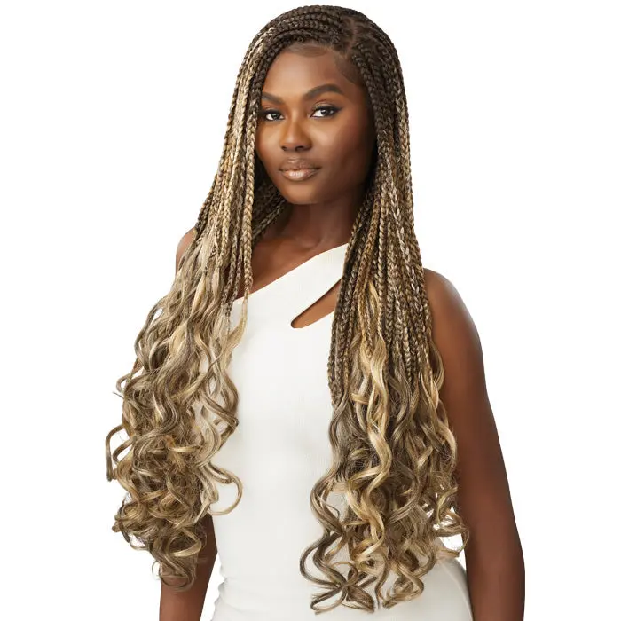 Outre Glueless Synthetic Hand-Tied Pre-Braided 13X4 HD Lace Front Wig - FRENCH CURL BOX BRAID 32"