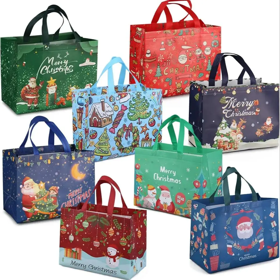 Christmas Gift Bag, Colorful Gift Wrapping Bag with Handle, Gift Packaging Supplies for Christmas Party, Gift Bags for Christmas Party