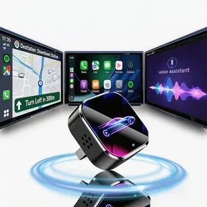 Wireless CarPlay Adapter, 2-in-1 CarPlay Wireless Adapter for iPhone/Android, Fast & Stable Connection, Bluetooth Hands-Free Calls, Convert Wired to Wireless, Plug and Play，Car Accessories