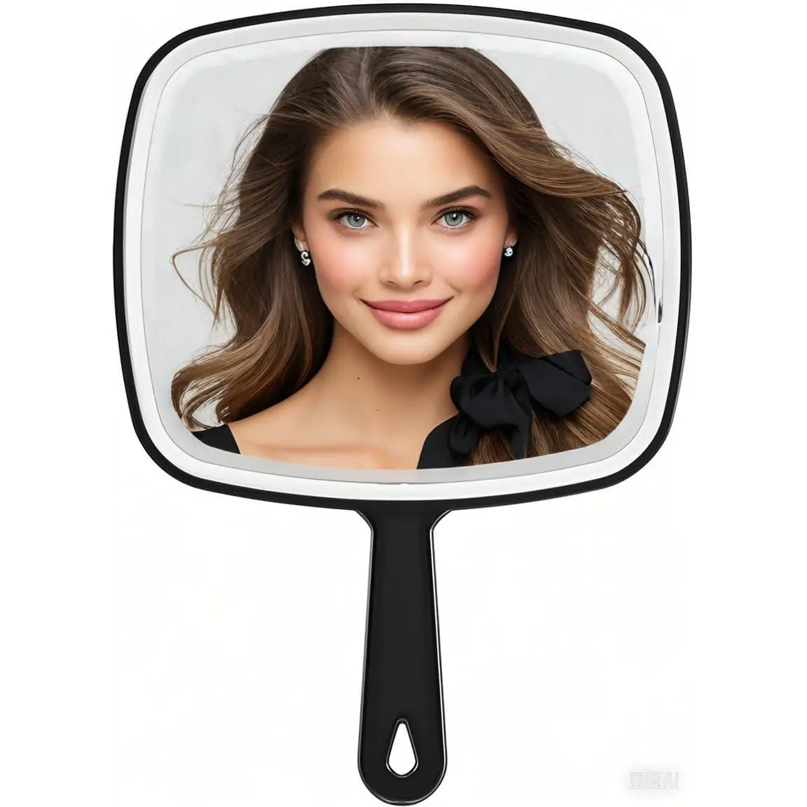 Multi-Purpose Handheld Mirror with Distortion-Free Reflection Salon Barber Hairdressing Mirror Square Black Black 31X23cm