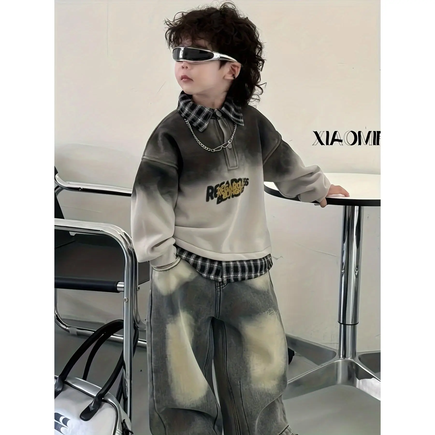Boys' Colorblock Hoodie with Spray Effect Print, Casual Hooded Neck Pullover for Street Style Party Outfits, Lapel, Mixed Color, 11-12Y