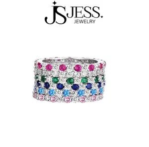 [#209] Colorful Eternity Wedding Band, Gemstone Ring, Perfect Anniversary Birthday Gift for Women