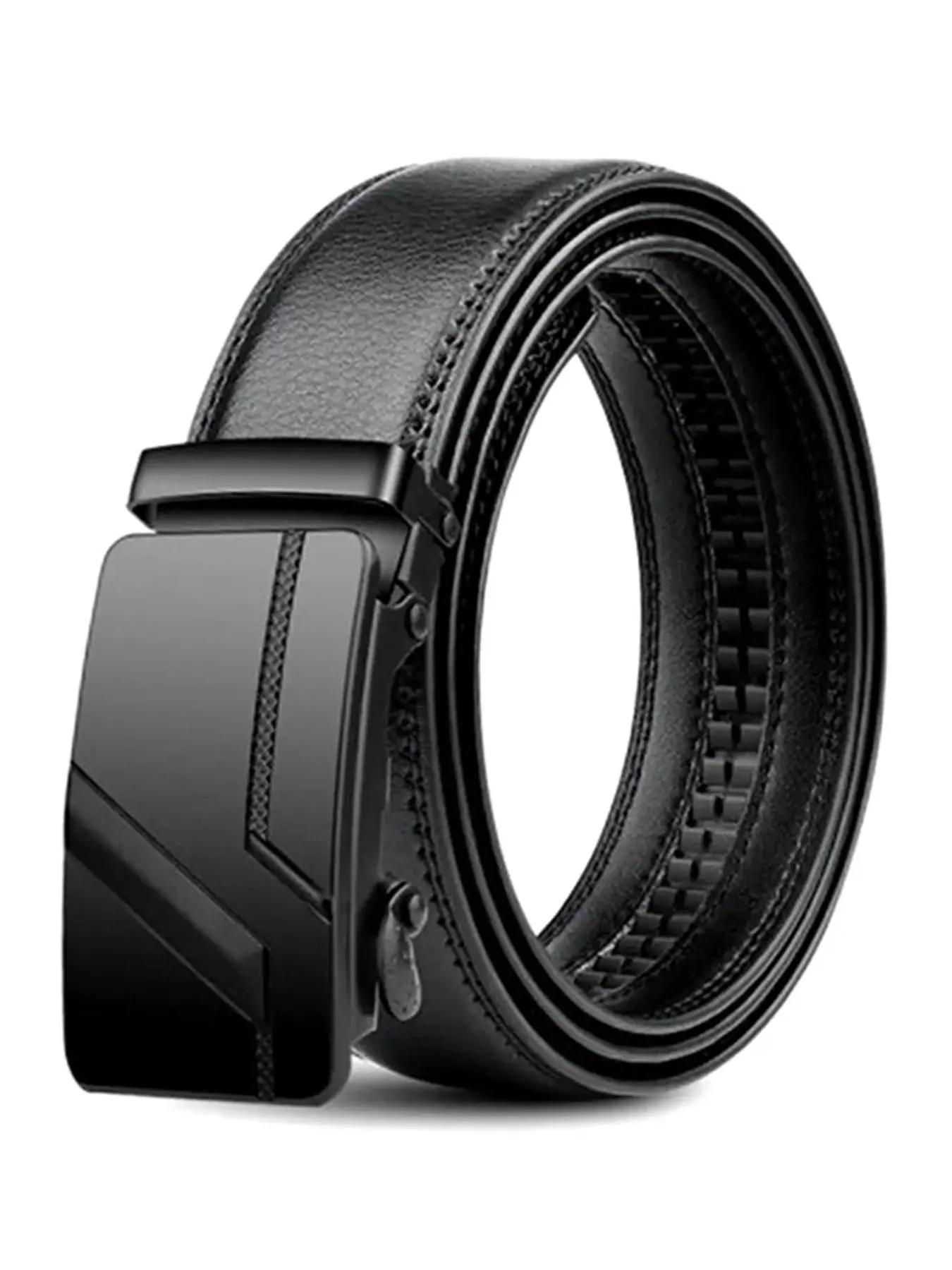 Men's Automatic Buckle Lychee Texture PU Leather Belt, Adjustable Waist Belt, Business Casual Waistband for Jeans Trousers, Fashion Belt for Party, Daily Clothing Decor