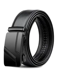 Men's Automatic Buckle Lychee Texture PU Leather Belt, Adjustable Waist Belt, Business Casual Waistband for Jeans Trousers, Fashion Belt for Party, Daily Clothing Decor