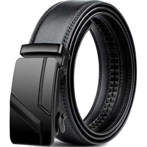 Men's Automatic Buckle Lychee Texture PU Leather Belt, Adjustable Waist Belt, Business Casual Waistband for Jeans Trousers, Fashion Belt for Party, Daily Clothing Decor, Belt With Buckle