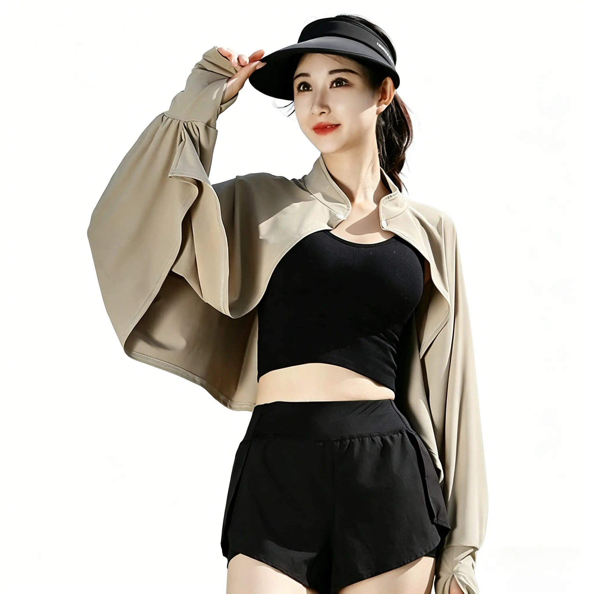 Women's Cooling Shawl Arm Sleeve Neck Sun Protection Cape Sun-proof Cover Cloak for Women Summer SPF Long Sleeve