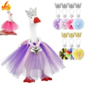 7 Set Desk Goose Outfits With Accessories Rhinestone Tiara Crown,Necklace,Tutu Dress,Magnetic Goose Key Holder Princess Outfit Costumes For Magnetic Desk Key Holder,Pefect Christmas Gift,Homewarming Gift