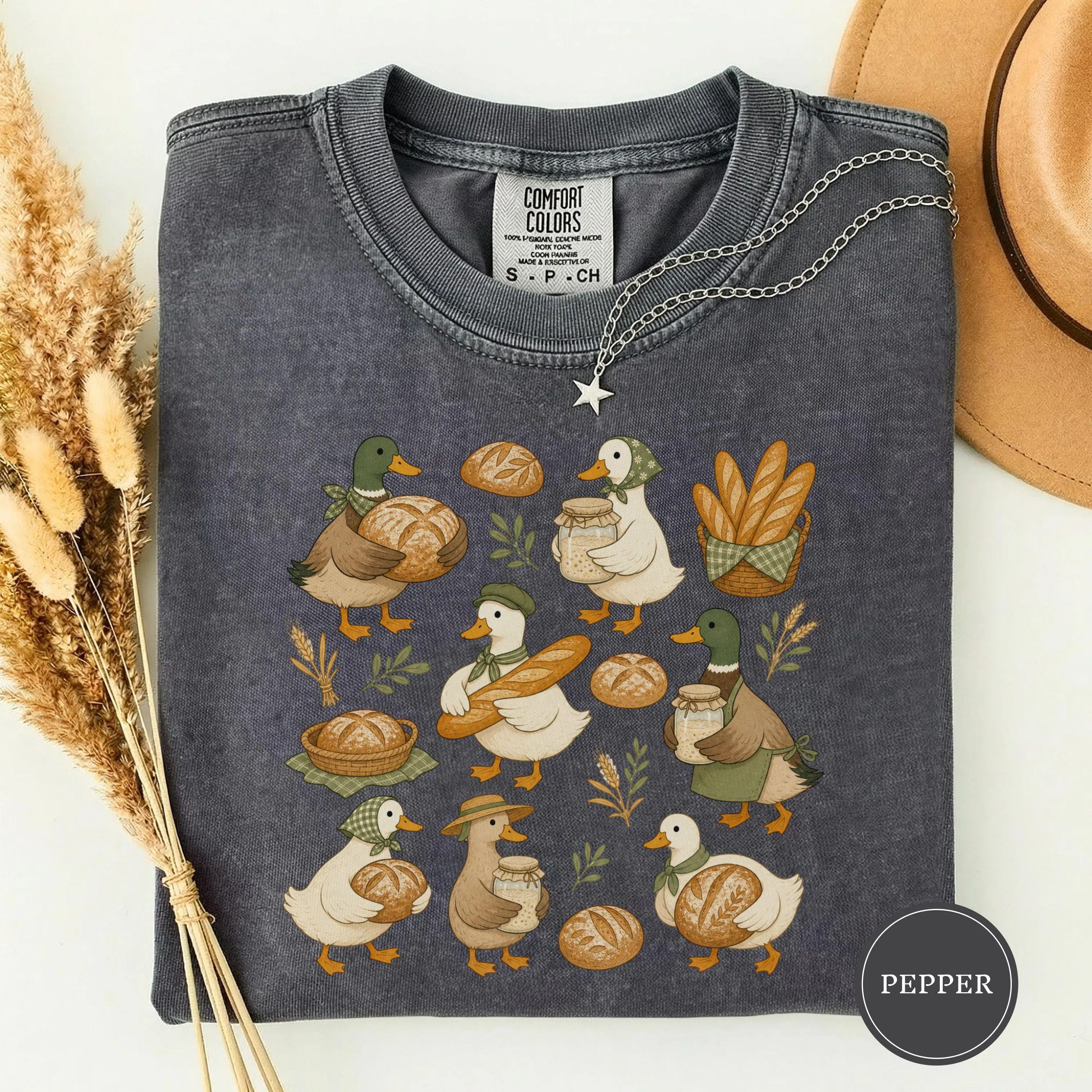 Cute Sourdough Ducks Bakery Shirt, Cottagecore Baker Tee, Bread Lover Gift For Her, Sourdough Baker Tee, Bread Foodie Cute Tee