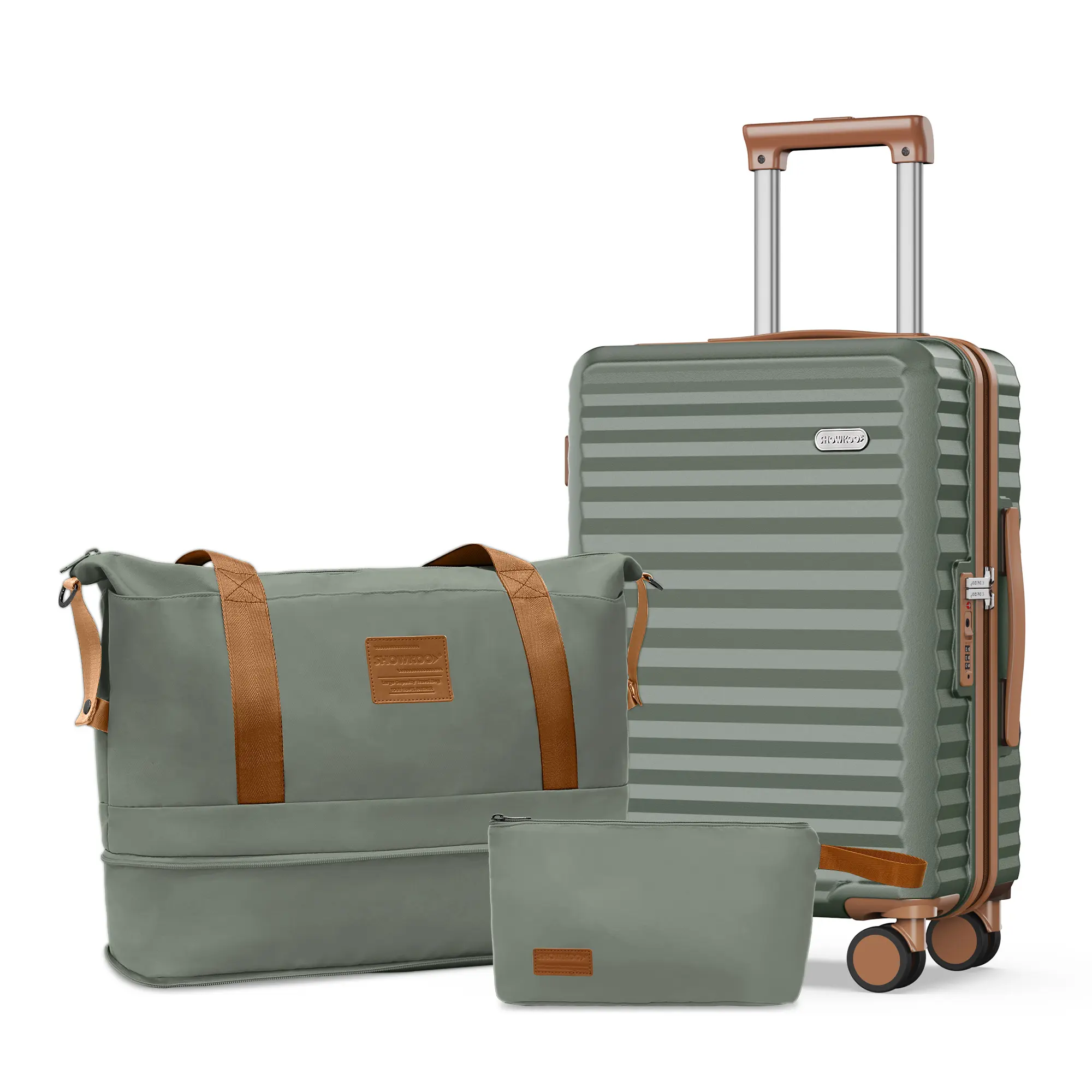 SHOWKOO 3-Piece Carry On Luggage Set, 20-Inch Travel Gear with Spinner Wheels, TSA Lock, 22x15x9 Airline Approved, Lightweight PC Shell, Zip Buckle, Durable PC Hardshell for Travel/Business sohochic