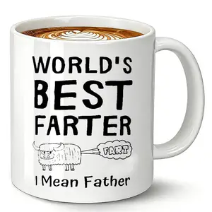 World's Best Farter I Mean Father Mug - 11oz Ceramic Coffee Mugs Tea Cup, Father's Day Christmas Birthday Gift for Dad, Best Dad Ever, Funny Present for Him