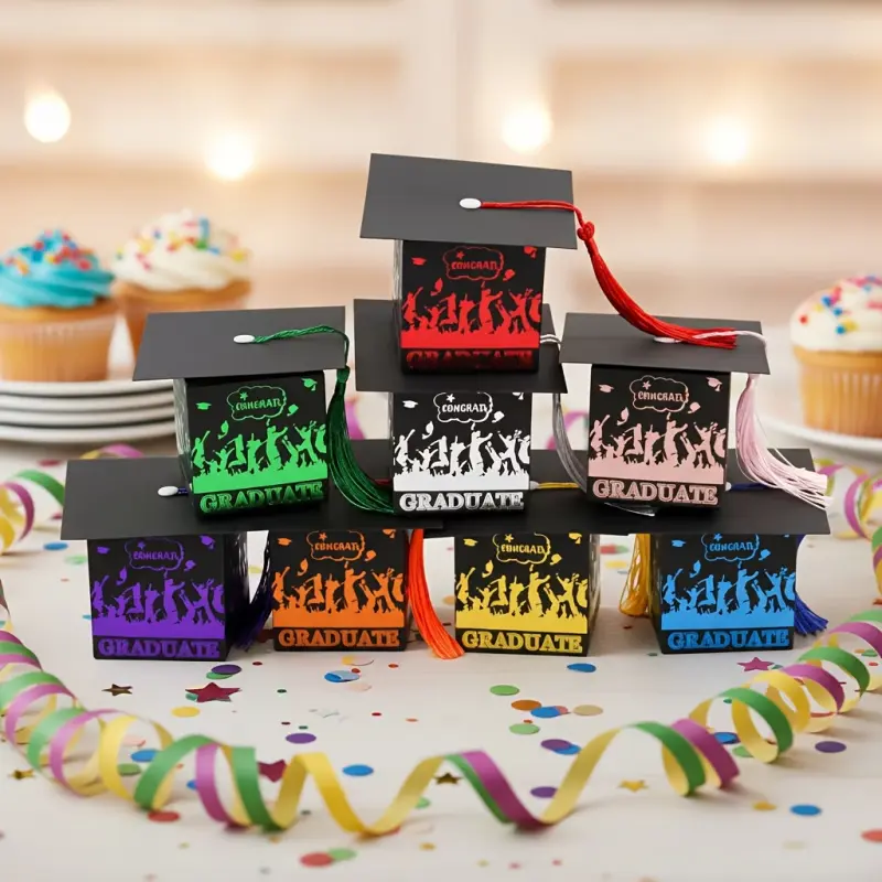 20 Graduation Season Gift Boxes With Tassels, Graduation Cap Gift Boxes, Graduation Party Gift Candy Boxes With Tassels, Table Centerpieces