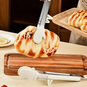 Whimsical Kitchen Supplies, Silicone Food Tongs with Stand, Non-Slip Locking Tongs for Cooking, Baking & Serving, Detachable Silicone Tongs with Stand