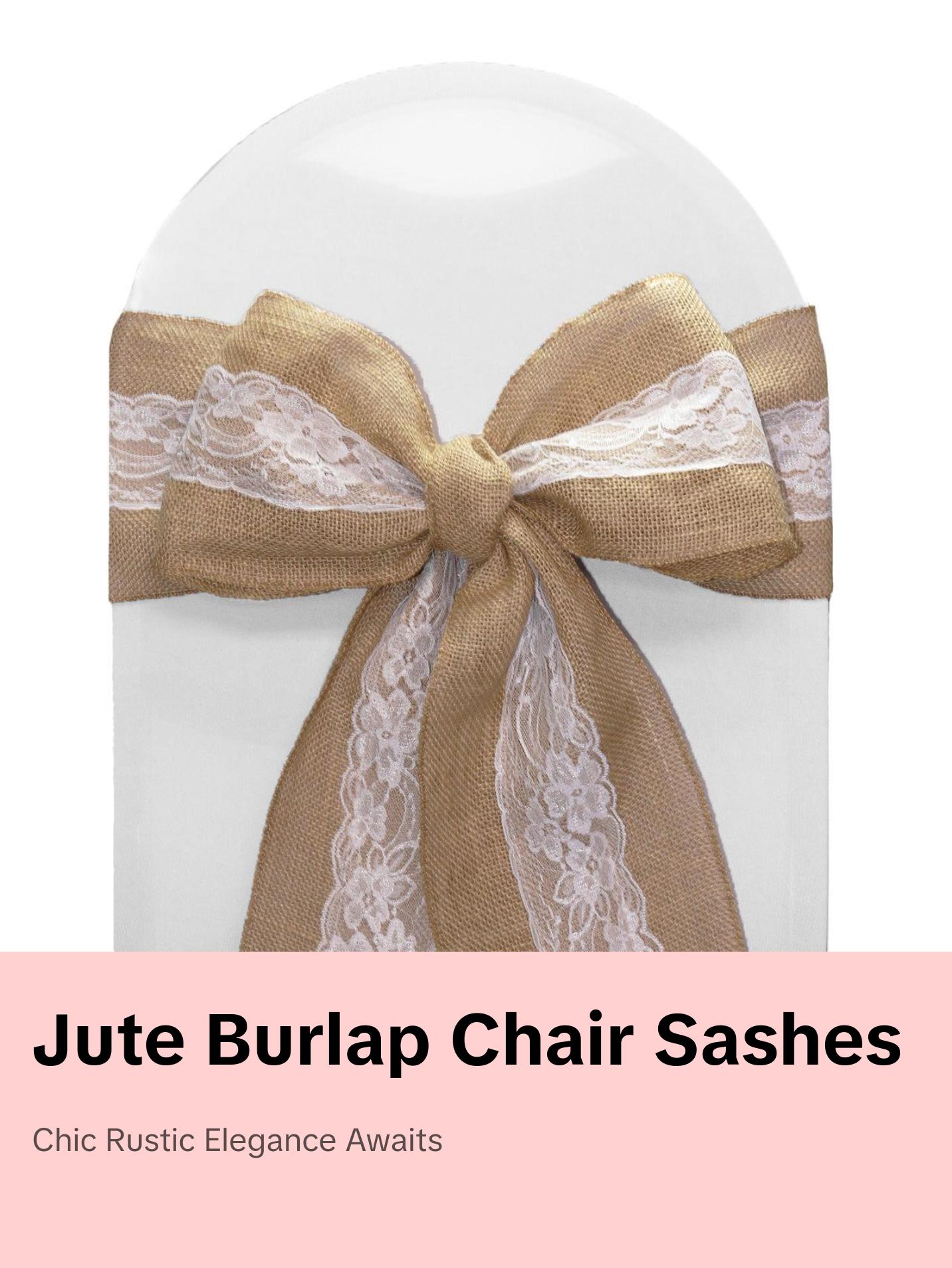 Burlap Sashes with White Lace  6" x 108" (Pack of 10)
