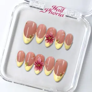 NailPhoria SUN-KISSED -SUMMER Handmade Press-On Nails | Reusable, Salon-Quality, Long-Lasting, Glossy Design