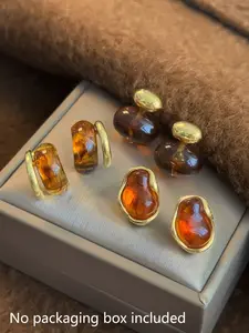 Women's Elegant Resin Inlaid High Quality Earrings Set, Autumn Winter Fashion Stud Earring Jewelry, Daily Commute & Holiday Wear, Dainty Fashion Jewelry, chic gorgeous jewelry, 3 Pairs Ear Studs